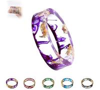 Genérico Sherum EverRing, Pubyfun Everring, Gold Foil Epoxy Resin Ring, Unique Dried Floral Resin Rings for Women, Handmade Floral Ring with Gold Foil (PURPLE,15mm(5size))