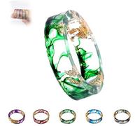 Genérico Sherum EverRing, Pubyfun Everring, Gold Foil Epoxy Resin Ring, Unique Dried Floral Resin Rings for Women, Handmade Floral Ring with Gold Foil (GREEN,22mm(12size))