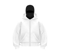 Genérico Shiesty Zip Up Hoodie, Shiesty Hoodie with Built In Balaclava, Resistant Winter Hoodies for Men (White-B,3XL)