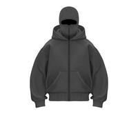 Genérico Shiesty Zip Up Hoodie, Shiesty Hoodie with Built In Balaclava, Resistant Winter Hoodies for Men (dark gray,3XS)