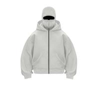 Genérico Shiesty Zip Up Hoodie, Shiesty Hoodie with Built In Balaclava, Resistant Winter Hoodies for Men (Light gray-B,10XL)