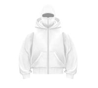 Genérico Shiesty Zip Up Hoodie, Shiesty Hoodie with Built In Balaclava, Resistant Winter Hoodies for Men (White,3XS)