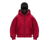 Genérico Shiesty Zip Up Hoodie, Shiesty Hoodie with Built In Balaclava, Resistant Winter Hoodies for Men (Red,3XS)