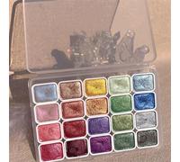 Genérico Shifting Watercolor Painting Set,20 Colors Shimmer Metallic Watercolor Painting Set,Portable Metallic Pearlescent Paint,Painting Solid Paint Box for Adults Beginners Artists