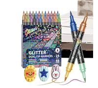Genérico Shimmer Ink Pens - Twin Tip Water Based Glitter Set, Glitter Markers for Scrapbooking Art, Gloss Paint Pens with Smooth Flow, Creative Tools, Glow Pen for Home and School