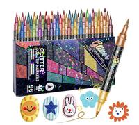 Genérico Shimmer Ink Pens - Twin Tip Water Based Glitter Set, Glitter Markers for Scrapbooking Art, Gloss Paint Pens with Smooth Flow, Creative Tools, Glow Pen for Home and School