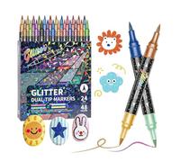 Genérico Shimmer Outline Glitter Pens - Double Tip Coloring Markers, Creativee Craft Drawing Writing Tools, Vibrant Ink Art Accessories | Smooth Coloring Equipment, Bright Kids Stationery Supplies