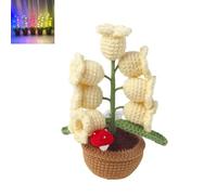 Genérico Shimmernest Lilyglow Crochet Artificial Lily Flower, Eternalbloom Ten Petals Little Night Lights, Creative Desktop Ornament, Creative Desktop Ornaments for Home, Bedroom (yellow)