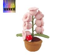 Genérico Shimmernest Lilyglow Crochet Artificial Lily Flower, Eternalbloom Ten Petals Little Night Lights, Creative Desktop Ornament, Creative Desktop Ornaments for Home, Bedroom (pink)