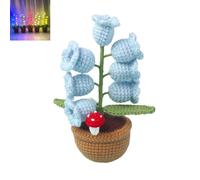 Genérico Shimmernest Lilyglow Crochet Artificial Lily Flower, Eternalbloom Ten Petals Little Night Lights, Creative Desktop Ornament, Creative Desktop Ornaments for Home, Bedroom (blue)