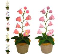 Genérico Shimmernest Lilyglow Flowers, Eternalbloom Lily Night Lamp of The Valley Lamp, Crochet Artificial Flower with 7 Little Night Lights,Crocheted Creative Desktop Ornaments (Pink warm light)