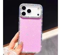 Genérico Shiny Little Stars Glitter Diamond Clear Phone Case for iPhone, Bling Diamond Star Clear Glitter Sparkle Anti-Drop Full Protection, for iPhone17/16/15 Pro MAX (Purple,16Plus)