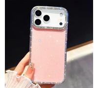 Genérico Shiny Little Stars Glitter Diamond Clear Phone Case for iPhone, Bling Diamond Star Clear Glitter Sparkle Anti-Drop Full Protection, for iPhone17/16/15 Pro MAX (Pink,15)