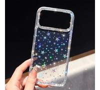 Genérico Shiny Little Stars Glitter Diamond Clear Phone Case for iPhone, Bling Diamond Star Clear Glitter Sparkle Anti-Drop Full Protection, for iPhone17/16/15 Pro MAX (Stars,16)