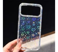 Genérico Shiny Little Stars Glitter Diamond Clear Phone Case for iPhone, Bling Diamond Star Clear Glitter Sparkle Anti-Drop Full Protection, for iPhone17/16/15 Pro MAX (Love Heart,15)