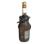 Genérico Shiny Rhinestones Wine Bag, Stylish Resin Handle Wine Pouch Mesh, Rhinestones Bottle Holder-Light Luxury 750ml, for Picnics, Beach, Daily Use Elegant WineBottle Gift Bags (Black)