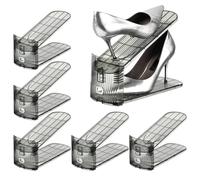 Genérico Shoe Stacker, 6 Piece Shoe Space Saver Organizer, Adjustable Double-Layer Shoes Storage Rack Holder for Entryway Closet Bedroom Garage Wall Under Bed 27.5x10.3x11.5cm