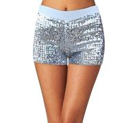 Genérico Shorts de Brillante Pantalones Cortos de Lentejuelas para Mujer Cintura Alta Elásticos Pantalones de Danza Contemporánea Purpurina para Fiesta Actuación S-XXL