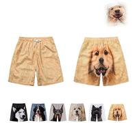 Genérico Shorts with Dog Face on Butt, Mens Summer Cartoon Dog Short, 3D Graphic Funny Dogs Beach Boxer Shorts, for Men & Women (B,M)