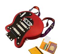 Genérico Shoulder Bag, Pu Guitar Sling, 12.2 Inches Size Adjustable Large Zipper Tot, Lightweight Trendy Day Pack for Outdoor, Daily Use, Shopping Work Travel, Brown, Red