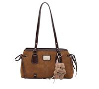 Genérico Shoulder Purse - 13.39 Inch Retro Style Handbag Korean Inspired | Large Capacity Bowling Bag Pu Leather | Elegant Shoulder Tote With Plush Pendant For Everyday School Work. Pu Leather,440g.