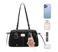 Genérico Shoulder Purse - Travel Shoulder Bag, Retro PU Leather Underarm Tote With Plush Pendent For Travel Weekend Outing School Work Shopping Daily Commute Girls Women