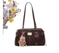 Genérico Shoulder Purse - Travel Shoulder Bag, Retro PU Leather Underarm Tote With Plush Pendent For Travel Weekend Outing School Work Shopping Daily Commute Girls Women