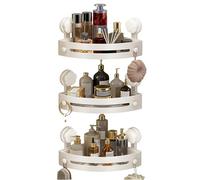 Genérico Shower Corner Organizer,3-tier Toiletries Shelf - with Hooks40 Lbs Load Capacity Suction Cup Bathroom Shelf | for Bathtub Hotel Home Apartment Dorm Nursery Air Freshener Soap Bar Towel