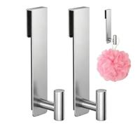 Genérico Shower Door Towel Hook 2 Pieces Bathroom Robes Strage Holder | Fit 3/8-inch (10 mm) Glass Over The Shower Door Hoos for Wreath, Clothes, Garland, Dorm, Kitchen, College, RV