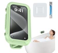 Genérico Shower Phone Holder - Waterproof Wall Mount Case | 360° Rotating Adhesive Stand | IPX6 Sealed Touchscreen Cover | Bathroom Mirror Bathtub Kitchen Pool Compatible For Phones Under 7 Inches