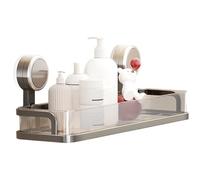 Genérico Shower Rack Caddy Organizer, Basket Tray Suction Cup Mount Hooks, Bathroom Storage Holder, Excellent for Bathtub, Gym, RV, Apartment, Spa, and Compact Shower Spaces, 15.75x3.98x7.13 Inches