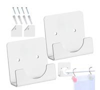 Genérico Shower Rod Bracket - Acrylic 7.9x7.9x3.6cm | Adhesive Pipe Holder, Transparent Invisible Wardrobe Rod Support | For Bathroom Kitchen Hotel Home Curtain Rods Fixing Wall Use