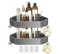 Genérico Shower Shelf, Bathroom Rack, Strong Grip Easy Installation Sturdy Frame Modern Design Water Drainage Lightweight Build, Corner Shelf for RV, Apartment, Home, Dormitory, Bathtub