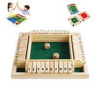 Genérico Shut The Box Game, Four-Sided Flip Card Game Toys, Shut The Box Game Wooden Board for 2-4 Players, for Classroom,Home,Party (Green)
