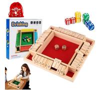 Genérico Shut The Box Game, Shut The Box Games 4 Player-Wooden Dice Board Game with 8 Dice, 4 Sided Family Math, Perfect for Parties & Gatherings, Enhances Math & Strategic Thinking Skills (Red)