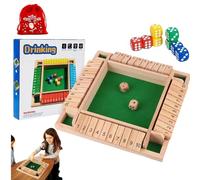 Genérico Shut The Box Game, Shut The Box Games 4 Player-Wooden Dice Board Game with 8 Dice, 4 Sided Family Math, Perfect for Parties & Gatherings, Enhances Math & Strategic Thinking Skills (Green)