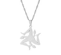 Genérico Sicily Italy Cities Flag Pendant Necklaces Silver Color Gold Color Italian Sicilia Jewelry Couple fashionable high-end accessories (Model 2)
