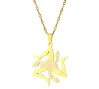 Genérico Sicily Italy Cities Flag Pendant Necklaces Silver Color Gold Color Italian Sicilia Jewelry Couple fashionable high-end accessories (Model 1)