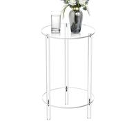 Genérico Side, Clear Small Round End Modern Transparente Design, Furniture, Accent, for Living Room Bedroom Sofa Bedside Apartment Dorm