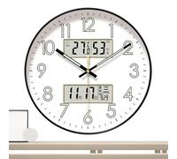 Genérico Silent Wall Clock - 14 Inch Glow Dark Timepiece, Round Luminous Display, Calendar Temperature Humidity Monitor | Large Digital Clock for Home Bedroom Living Room Office Decor Display