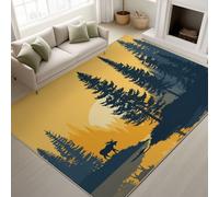 Genérico Silhouette de la fauna antideslizante alfombra de salón 80 x 150 cm Bosque Minimalista, alfombra de decoración resistente, alfombra de pelo Ras suave para dormitorio, salón y oficina