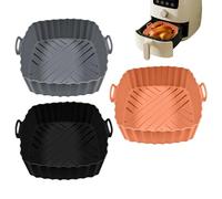Genérico Silicone Air Fryer Liners - Reusable Silicone Air Fryer Liners | Non-Stick Square Baking Mat | 3-Piece Set, Oil-Proof Replaces Baking Paper, for AirFryer Roasting Pan Oven Toaster Microwave
