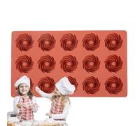 Genérico Silicone Candy Baking Mold - 15 Cavities Spiral Shape Chocolate Dessert Tray Flexible Non Stick Cookie Pan | Small Cake Mousse Kitchen Pastry Decorating Accessory Tool