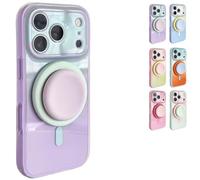 Genérico Silicone Phone Case with Detachable Magnetic Ring Stand for 14-17 Series, Dual-Tone Light Gradient Compatible, All-Around Lens Protection (Purple,16)