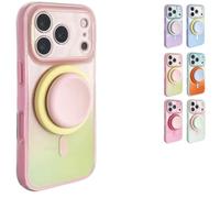Genérico Silicone Phone Case with Detachable Magnetic Ring Stand for 14-17 Series, Dual-Tone Light Gradient Compatible, All-Around Lens Protection (Yellow,16)