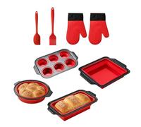 Genérico Silikon-Backform | Flexibles Backgeschirr Set | Mit Topflappen Teigschaber Backpinsel | Stapelbares Backset für Muffins Brot Kekse Cupcakes Eier Donuts Toaster Backofen für die