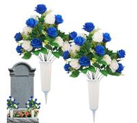 Genérico Silk Floral Grave Arrangement - Cemetery Decoration Kit, Weatherproof Flowers with UV Resistance, Memorial Care, Outdoor Display, Remembrance Ornament for Honoring Loved Gravesites