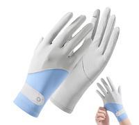 Genérico Silk Gloves - 21cm Splicing Non Slip Thin Driving Gloves Ice Silk UV Protection Breathable Full Finger Sunscreen Glove For Women Princess Style Cycling Driving Summer Outdoor Wear