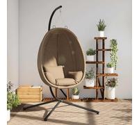 Genérico Silla Colgante Huevo con Soporte Tela y Acero Gris Taupe,Casa y jardín,Jardín,Artículos de Exterior,Balancines de jardín-4007410