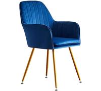 Genérico Silla de Comedor de Terciopelo Suave con Respaldo de tetería Negotiate y Patas de Metal for Sala de Estudio, recepción(Dark Blue)
